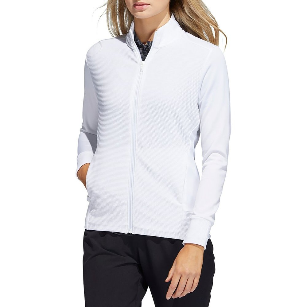 Adidas Women's Textured Full Zip Golf Jacket, White, Small